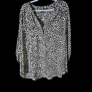 Torrid Black and Cream Leopard Print Harper Blouse